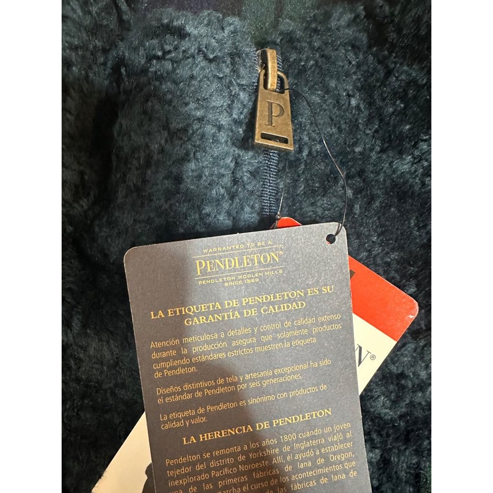 Pendleton NWT Blue Sherpa Plaid Fleece Jacket Medium - Picture 3 of 9